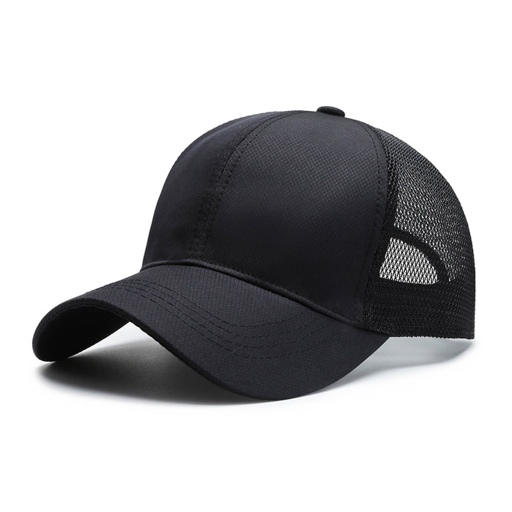 Kuyou Sport Mesh Trucker Cap - Foldable Sun Protection Hat, Khaki, One Size