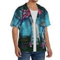 thumbnail image 4 of Wukai Fantasy Mushrooms Men's Casual Short-Sleeve Button Down Shirt - Lightweight Summer Dress Shirt for Daily Wear-Large, 4 of 7