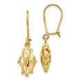 thumbnail image 1 of 14K Yellow Gold Gold Diamond Cut Dangle Kidney Back Earrings, 1 of 2