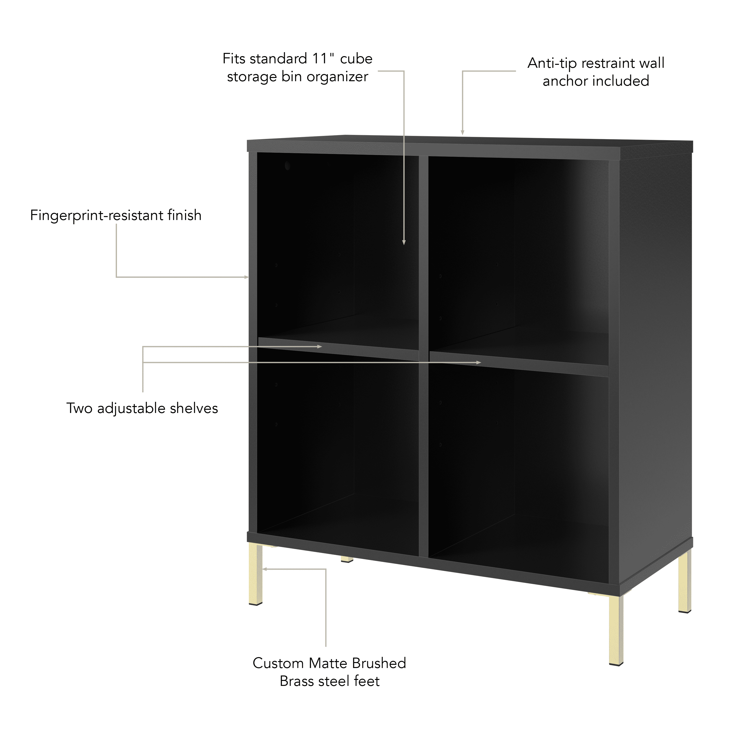 Bush Furniture Soho 4 Cube Organizer in Black
