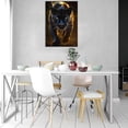 thumbnail image 2 of Mudket Golden Backlight Black Panther Forest Canvas Wall Art, Realistic Safari Wildlife Cool Posters Print for Man Cave Office Living Room Home Decor, Framed Ready to Hang - 12"L x 8"W, 2 of 9