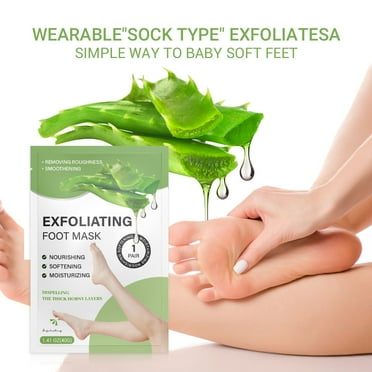TUTUnaumb Foot Mask Removing Dead Skin Moisturizing Foot Mask Exfoliating And Nourishing Foot Care Hydrating Intensely Moisturizes, Repairs, Softens Rough Dry Skin on Feet 40g 2PC (Aloe Vera)-Green