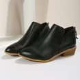 thumbnail image 3 of NECHOLOGY Zapatos Botines para mujer Botas de color liso para mujer botas de tacón cuadrado zapatos informales suela blanda a la moda botas para mujer zapatos antideslizantes (Black 9), 3 of 7