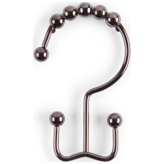 Better Homes & Gardens Easy Glide Metal Rollerball Double Shower Hooks, Brushed Nickel, 12 Pieces
