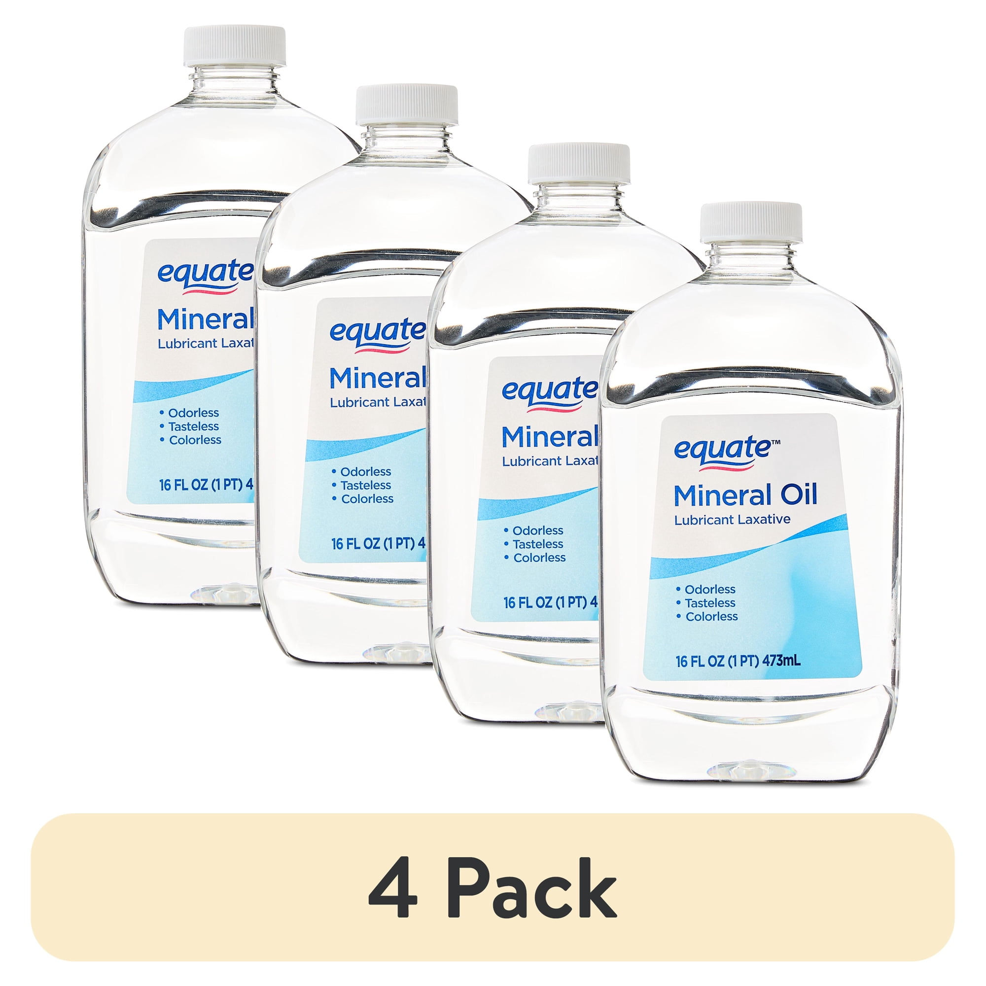 (4 pack) Equate Mineral Oil Lubricant Laxative Liquid for Constipation, 16 fl oz (474mL)