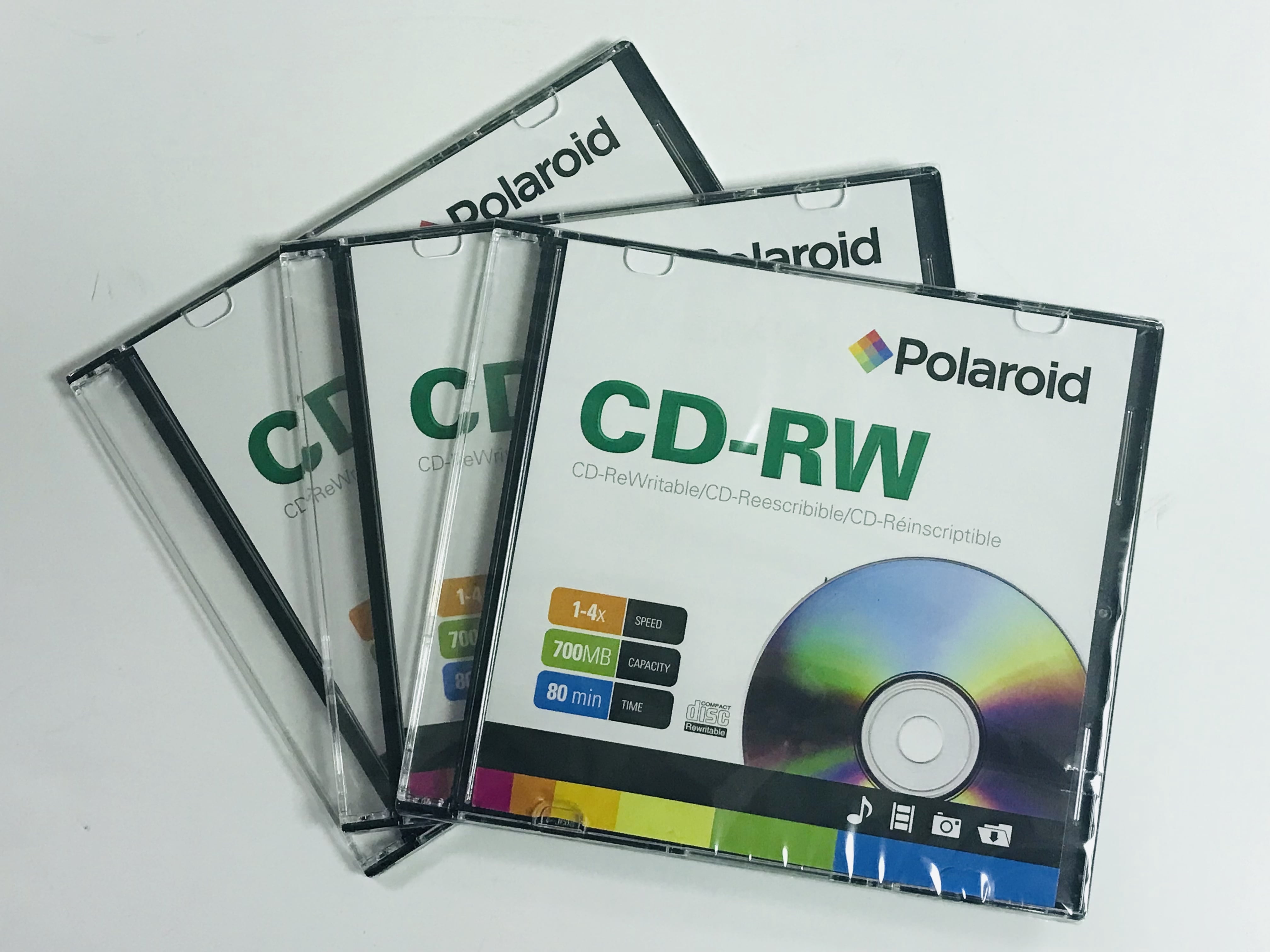 1 Caes/30 Packs, Polaroid PRCDRWD003J CD-RW 700MB 80-Minute 4x Rewritable Media Disc Slim Jewel Case (Discontinued by Manufacturer)
