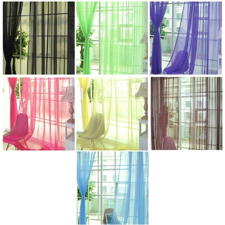 Fashion Simple Solid Color Tulle Door Window Curtain Washable