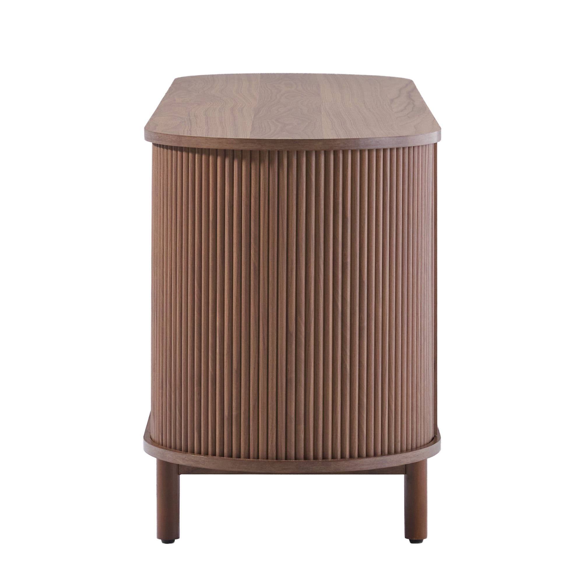 Walker Edison Modern Reeded 60” TV Stand with Open Storage - Mocha