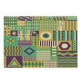 thumbnail image 1 of Aztec Cutting Board, Trippy Geometric Triangles Square Lines Hexagon Floral Circle of Life Motif, Decorative Tempered Glass Cutting and Serving Board, Large Size, Purple Yellow Green, by Ambesonne, 1 of 1