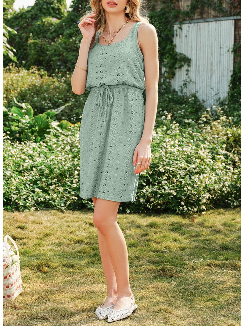 DOKOTOO Womens Sleeveless Embroidered Dresses 2025 Casual Summer Fashion  Vacation Shift Dress - Walmart.com