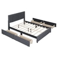 thumbnail image 3 of BTMWAY Queen Storage Bed Frame with 4 Drawers, Linen Fabric Upholstered Platform Bed with Classic Headboard, No Box Spring Needed, Queen Size Bed Frame for Adults, Holds 500lbs, Gray, 3 of 8