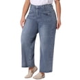 thumbnail image 4 of Agnes Orinda Women's Plus Size Denim Pants Wide Leg High Waist Washed Palazzo Trouser Casual Fashion Jeans with Pockets 4X Grey Blue, 4 of 5