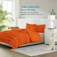 thumbnail image 2 of 500-Thread Count Egyptian Cotton 3-PCs Multi Ruffle Duvet Cover, With Zipper Closure & Corner Ties - King Size ( 90" x 104" ) Inches, (Orange), 2 of 5