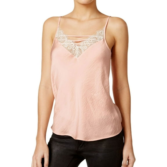Gypsies & Moondust Womens Lace Trim Cami Tank Top, Pink, Juniors, X-Small