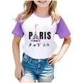 thumbnail image 1 of Toddler Girls Summer Tops Tees Fashion Games Letter Graphic Printed Raglan Color Block Short Sleeved Pullover Tee Blouse Daily Spring Shirts For Kid 13-14T, 1 of 4