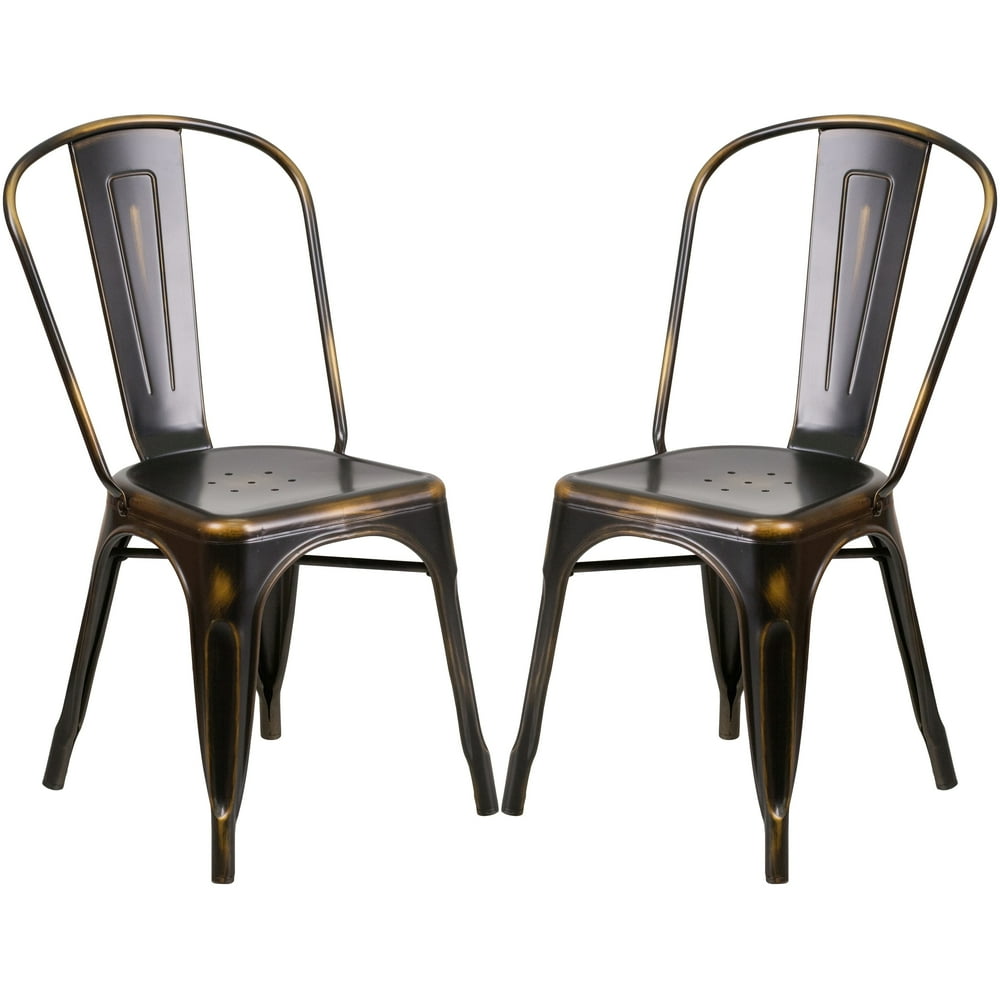 A Line Furniture Distressed Copper Metal Bistrostyle Chair Walmart