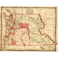 thumbnail image 2 of Vintage Maps 32x26 White Modern Wood Framed Museum Art Print Titled - Washington and Oregon Territories 1862, 2 of 4