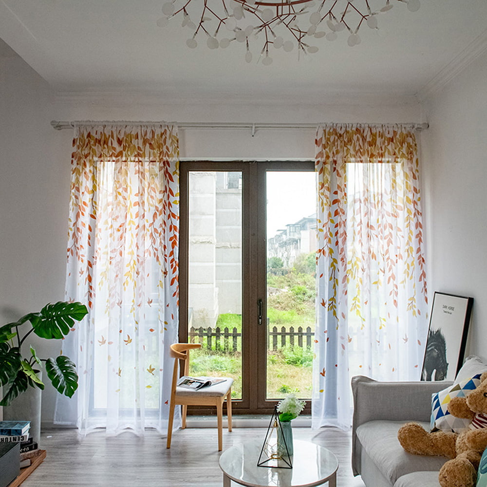1/2 Panels Vintage Floral Tulle Voile Door Window Decro Drape Panel Sheer Curtain Valances 1*2M