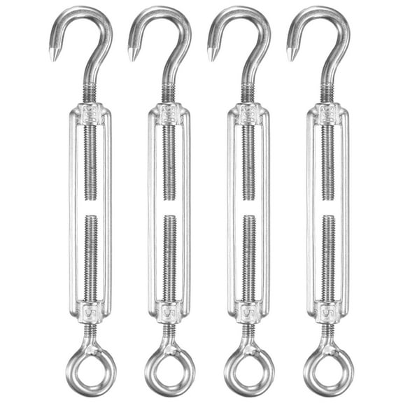 Uxcell 4-Pack Turnbuckle Hook and Eye, M5 Stainless Steel Heavy Turnbuckles Wire Rope Tension Adjustable Tension