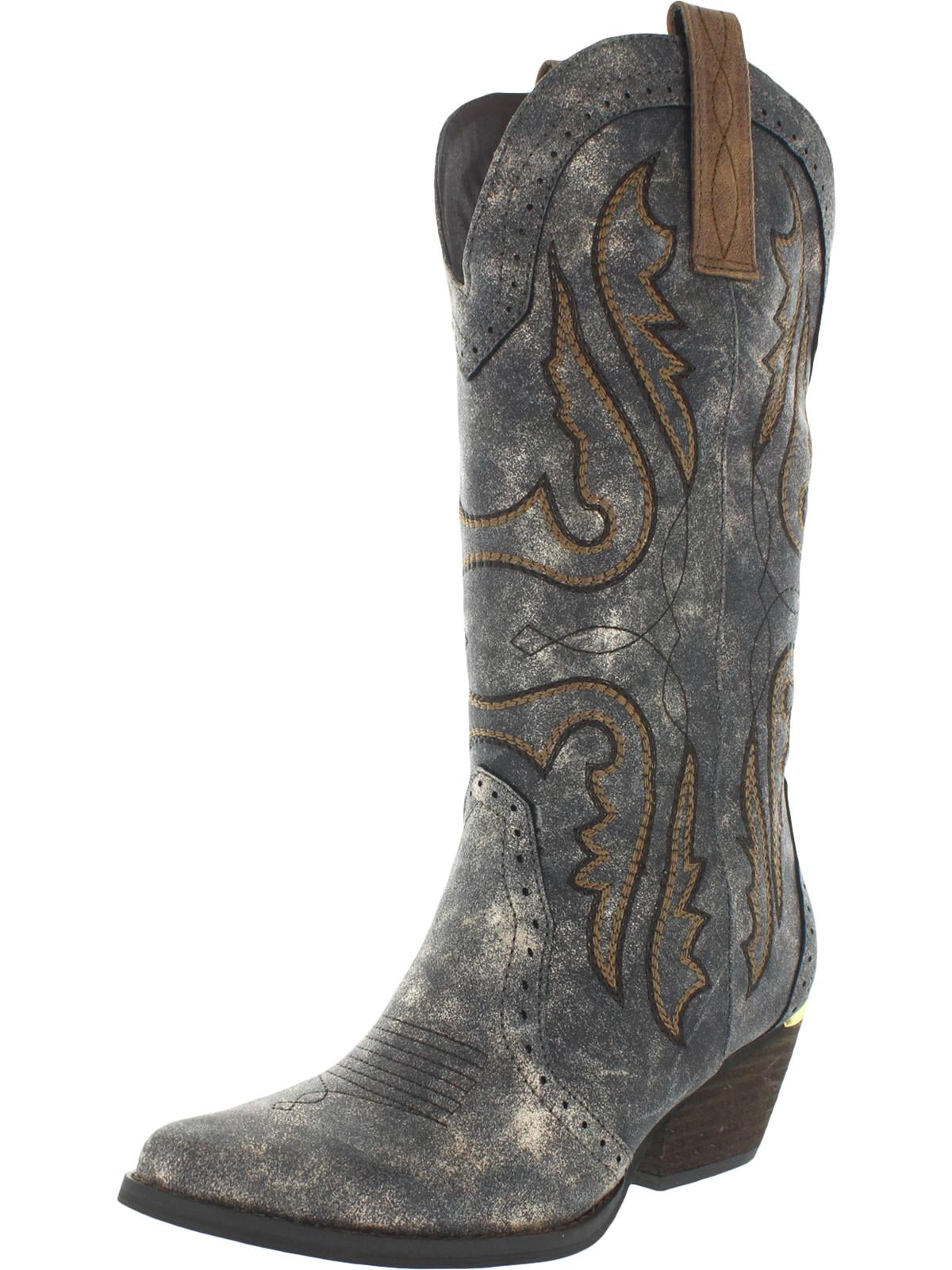 Mid-Calf Western Cowgirl Boots Bronze 