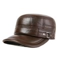 thumbnail image 1 of Adjustable Size Men Genuine Leather Hat Autumn Winter Warm Hats For Men Flat Cap, 1 of 6