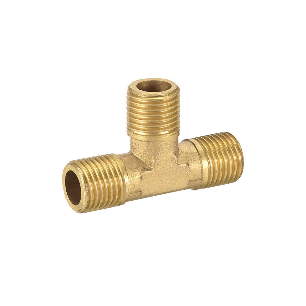 Brass Tee Pipe Fitting,1/4BSP Male Thread T Shaped Connector Coupler