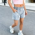 thumbnail image 6 of Girls' Summer Loose Fit Straight Leg Denim Shorts Casual Wide Leg, 6 of 6