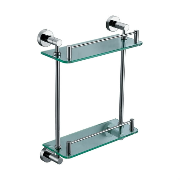 ALFI brand Polished Chrome Wall Mounted Double Glass Shower Shelf Bathroom Accessory