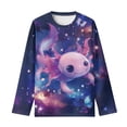 thumbnail image 6 of Jiueut Galaxy Axolotl Girls Tee Shirt Toddler Girl Long Sleeve Tops 11-12 Y Kids Cute Athletic Shirt for Active Crew Neck Sweatshirts for Toddler Tshirt for Fall Clothes, 6 of 7