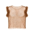 thumbnail image 5 of Alkepwun Mens Tank Tops Openwork Mesh Rhinestone Muscle Shirts with Feather Accents Summer Solid-Color Sexy Breathable Round-Neck Top, 5 of 5