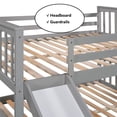 thumbnail image 6 of Bellemave Full Over Full Floor Bunk Bed with Slide Wooden Low Bunk Bed Frame with Ladder  Full Bunk Bed with with Headboard and Guardrail, Gray, 6 of 10