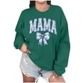 thumbnail image 1 of Culottes pour Femmes Manches Longues Mama Chandails en Molleton Col Rond Chandail Ample Léger Blouse Hauts L Vert, 1 of 7
