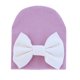 thumbnail image 1 of Minnieouse Gorros de bebé con lazo, gorros para recién nacidos, regalos de cumpleaños, accesorios cómodos para niños pequeños, suministros de Sombreros morado claroblanconudo Minnieouse AP009361-30B, 1 of 5