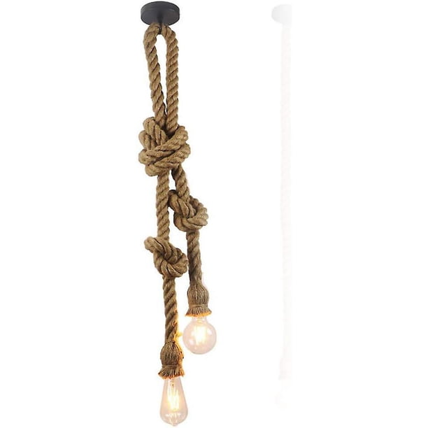 style3 Lámpara colgante industrial vintage con cuerda de cáñamo - Para comedor, vestíbulo, restaurante, cafetería - 220 Vac E27, Einzelner Kopf, E27 60,0w