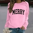 thumbnail image 2 of Women Merry Christmas Sweatshirts Xmas Letter Print Crewneck Tunic Tops Long Sleeve Holiday Party Pullover, 2 of 4