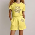 thumbnail image 2 of Gelikeya Little Girls Clothes Clothes for Teen Girls 12-14 Trendy Tween Clothes 10-12 Girls Trendy Toddler 2 Piece Outfits Girls Girls Shorts Overalls (Yellow, 7-8 Years), 2 of 4