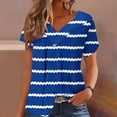 thumbnail image 6 of SDNall Plus Size Loose Fitting Tops for Women Plus Size Short Sleeves V-Neck Print Blouse Pullover Tops (Blue,Sizes:S-5XL), 6 of 9
