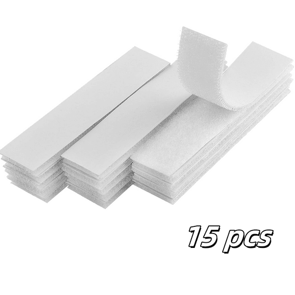 Hook and Loop Strips with Adhesive,15 Pack Double Sided Tape ,Sticky Back Fastener Mounting Tape for Home or Office Use,Indoor & Outdoor Use,1x4 inch,White