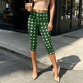 thumbnail image 4 of Usloyux Women's Capri Pants High Waisted Stretch Polka Dot Slim Fit Capri Leggings Casual Streetwear Travel Bottoms, Green S, 4 of 7