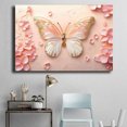 thumbnail image 4 of Mudket Pink and Gold Butterfly with Flowers Canvas Wall Art, Floral Wall Decor, Framed Ready to Hang Artwork for Living Room Bedroom - 12"L x 8"W, 4 of 10