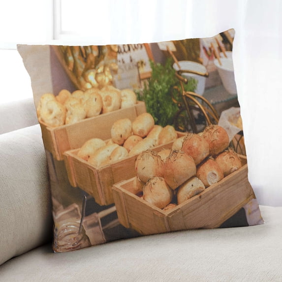 Ahgly Company Foods Bread Indoor Throw Pillow, 18 inch by 18 inch