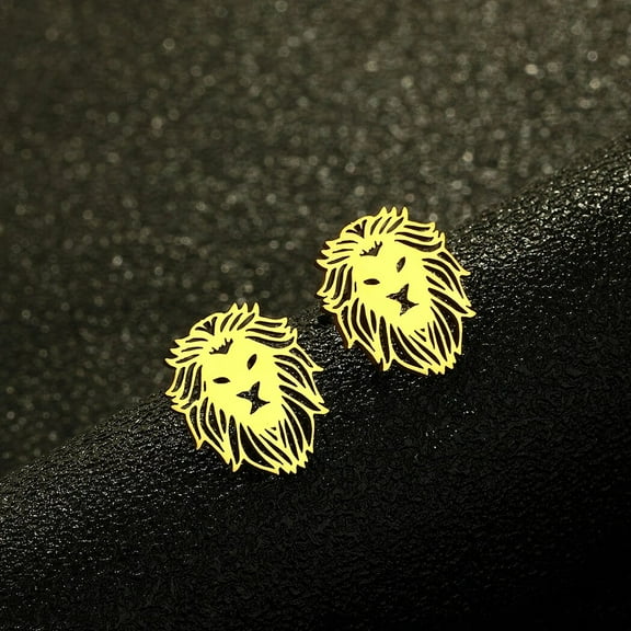 Stainless Steel Handmade Lion Stud Earrings Simple Jewelry Birthday Party Gifts for Men and Women