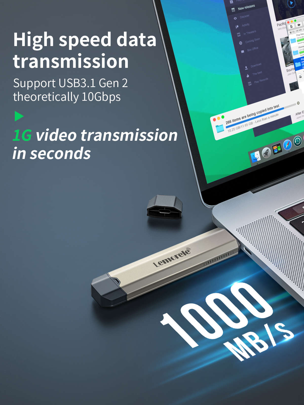 Lemorele M.2 NVME Enclosure, M.2 SSD NVMe Enclosure USB 3.1 Gen 2 to PCI-e, NVMe to USB Adapter for 2230/2242/2260/2280 M.2 SSD Support M-Key/M+B