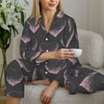 thumbnail image 6 of Yiaed pink hearts Print Pajamas Women's Long Sleeve Sleepwear Soft Button Down Loungewear Pjs Lounge Set Nightwear Womens Pajama Pants-Large, 6 of 7