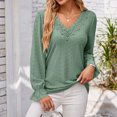 thumbnail image 4 of Women's Solid Color V Neck Casual Loose Fashion Long Sleeve T Shirt Swim Shorts Women Women Tees And Tops Women T Shirts Summer Long Sleeve Tee Fit Mom Casual Short Sleeve Tops Women Womens Long, 4 of 8