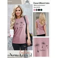 thumbnail image 3 of NFTOEIULA Women Dandelion Graphic Letter Print Crew Neck Short Sleeve T-Shirt, 3 of 7