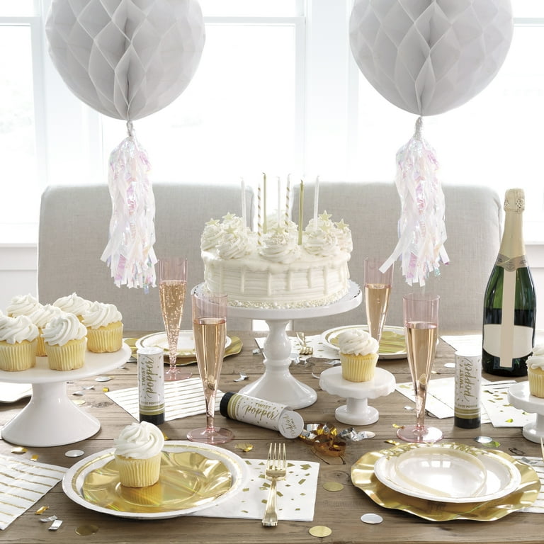 Way to Celebrate! Elegant Gold Birthday Party Tableware and Decoration Kit for 8 Guests