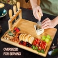 thumbnail image 2 of 1/2-Set Wooden Cheese Board with 4 Stainless Steel Knives - Travel-Friendly Charcuterie Platter for Parties & Gifts, 2 of 12