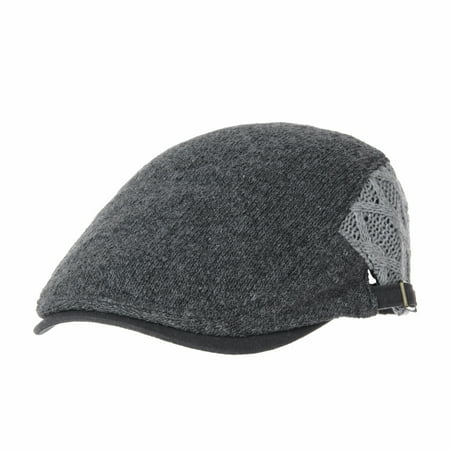 Charcoal Super 150's Wool Suit WITHMOONS Wool Twisted Cable Knitted Newsboy Hat Flat Cap Two-Color Block AC3121 (Charcoal) ()