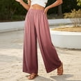 thumbnail image 4 of Women's Ombre Gradient Palazzo Pants, High Waisted Wide Leg Long Trousers with Pockets, Casual Summer Beach Flowy Skirt Pants, 4 of 6